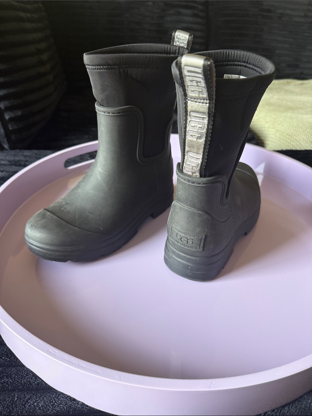UGG women’s Black Mid-Calf Waterproof Rain Boots